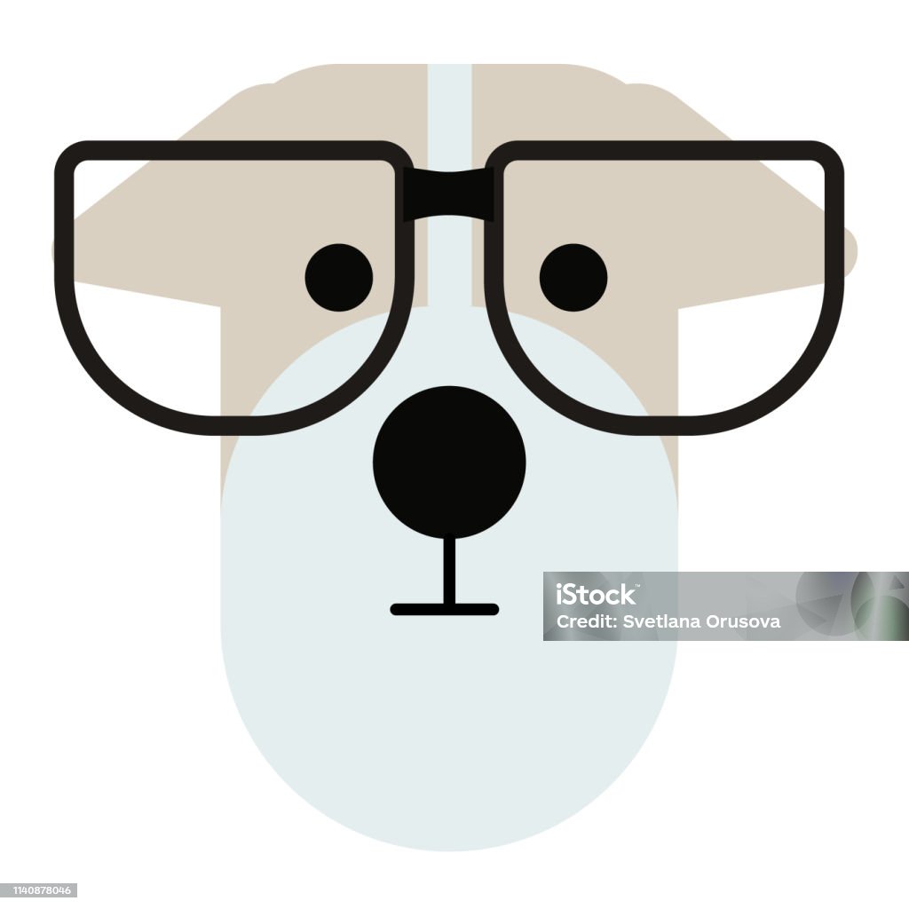 terrier dog wearing glasses simple art geometric illustration terrier dog wearing glasses simlple art geometric illustration. Icon, graphic symbol, part of image design . Dogs of different breeds Airedale Terrier stock vector