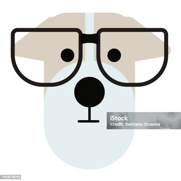 Terrier Dog Wearing Glasses Simple Art Geometric Illustration Stock Illustration - Download Image Now