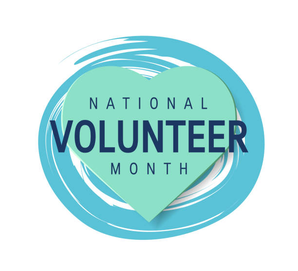 National volunteer month concept in flat style National volunteer month concept. Minimalistic design for posters, web banners, infographics etc. in flat style, vector altruism stock illustrations