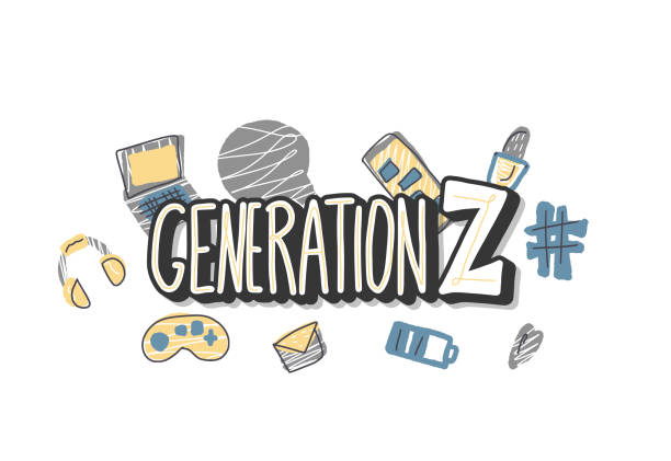 ilustraciones, imágenes clip art, dibujos animados e iconos de stock de póster de la generación z. ilustración de concepto vectorial. - gen z