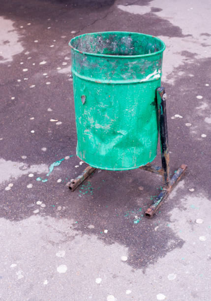 istock metal garbage can on the street. citylife, objects 1140880608