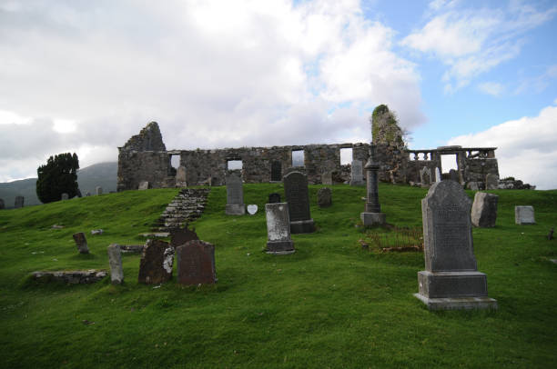 The beautiful ruins of the historic Cill Chriosd Church Isle of Skye, Scotland - 11th June 2014 : The beautiful ruins of the historic Cill Chriosd Church on the Isle of Skye in Scotland isle of skye broadford stock pictures, royalty-free photos & images