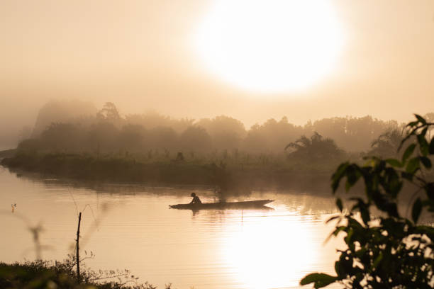 istock Natural background, peaceful scene, beautiful landscape with river and sunrise. 1140895170