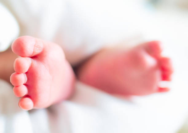 Newborn baby foot close-up