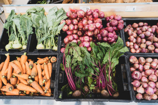 istock Fresh vegetables on the market counter 1140906911