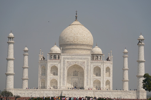 Agra, Uttar Pradesh, India - 18 March 2019: Capturing the beautiful, amazing architecture and interior design of the famous Taj Mahal in India.