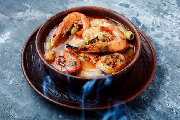 Sour soup with shrimp stock photo