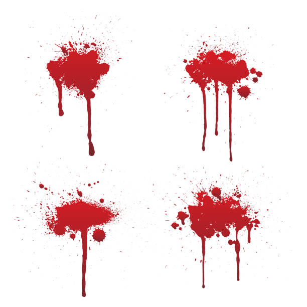 kapanie krwi lub czerwona farba zestaw izolowane na białym tle. - blood stock illustrations
