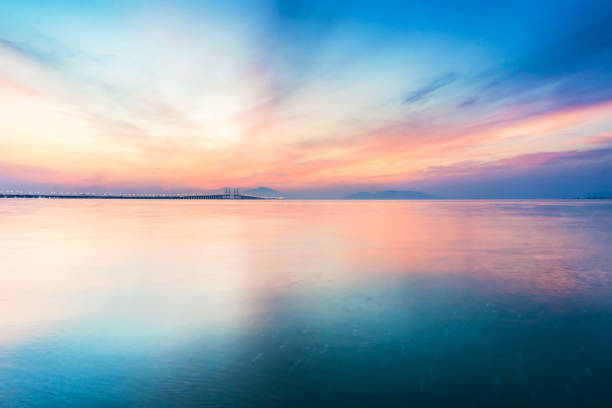 Reflection of sunrise for blur background