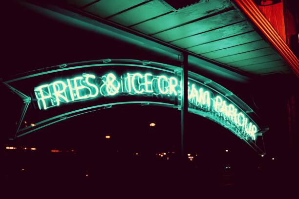 istock Neon sign downtown city 1140929667