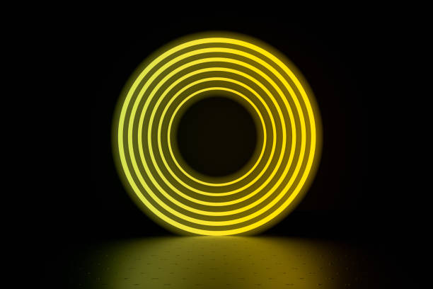 3d render  glowing lines, light tunnels, neon lights, virtual reality concept on black abstract background.