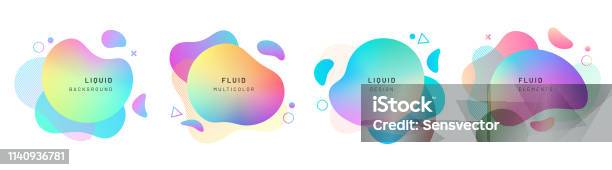 Set Of Isolated Abstract Liquid Shapes Dynamic Stock Illustration - Download Image Now - Shape, Blob, Liquid
