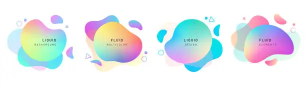 Vector illustration of Set of isolated abstract liquid shapes, dynamic