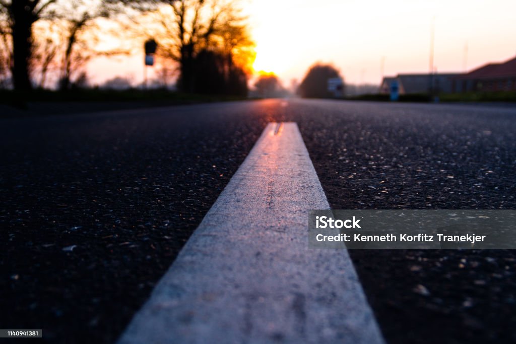 Road ahead Road marking and asphalt Asphalt Stock Photo