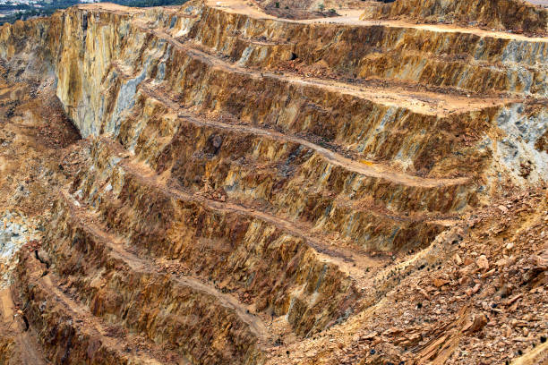 istock Aerial view of sections of open cut mining pit 1140942198