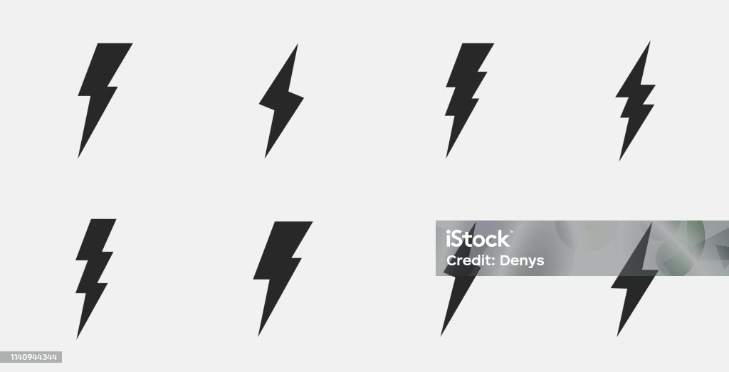Set de 8 pictograme thunderbolts. Icoane fulger izolate pe fundal alb. Ilustrație vectorială - vector de stoc Fulger fără redevențe Set de 8 pictograme thunderbolts. Icoane fulger izolate pe fundal alb. Ilustrație vectorială - vector de stoc Fulger fără redevențe