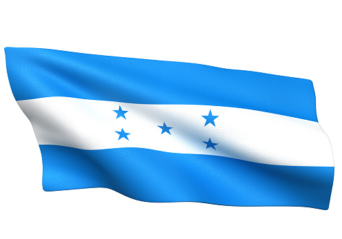 3D illustration of Honduras flag\na ratio of 1:2