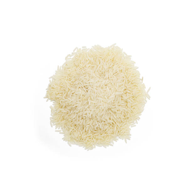 riso bianco, grano di riso lungo naturale - long grain foto e immagini stock