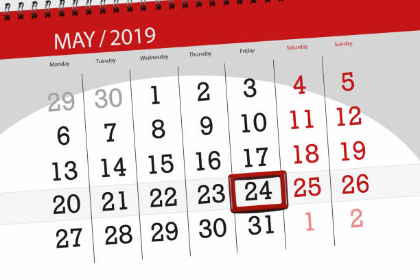 Calendar planner for the month may 2019, deadline day, 24 friday Calendar planner for the month may 2019, deadline day, 24 friday. may 24 calendar stock illustrations