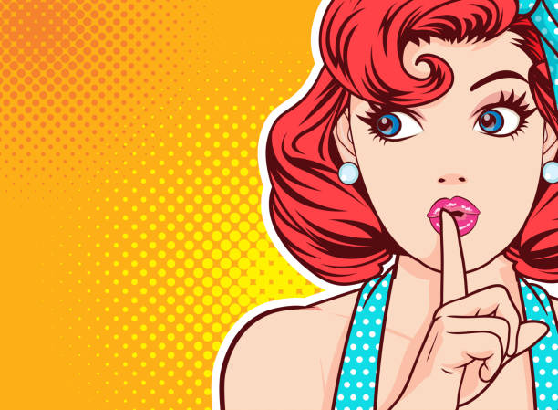 illustrazioni stock, clip art, cartoni animati e icone di tendenza di donna cercando mantenere un silenzio - finger on lips illustrations