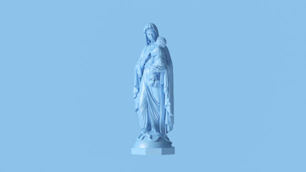 istock Pale Blue Mary an Child Statue 1140950448