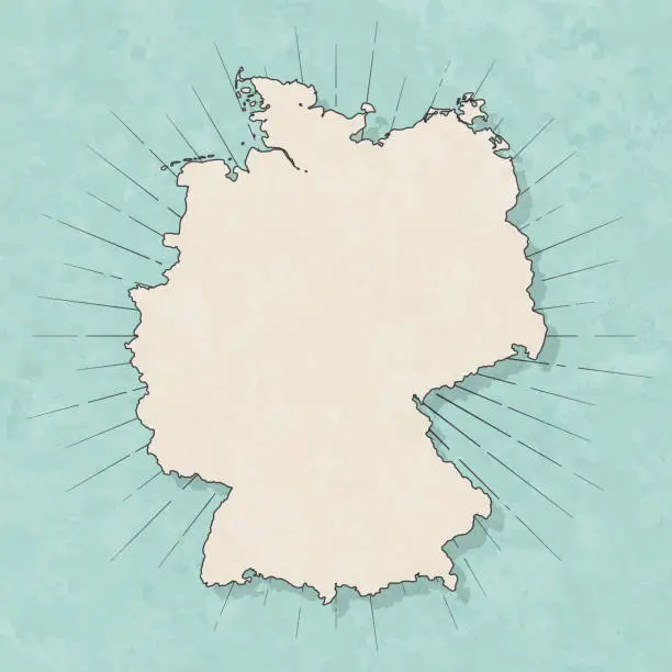 Vector illustration of Germany map in retro vintage style - Old textured paper