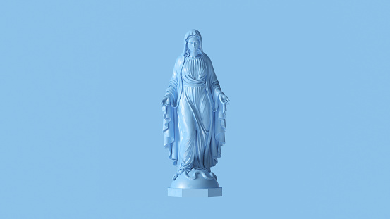 Pale Blue Virgin Mary Mother of Jesus Statue
