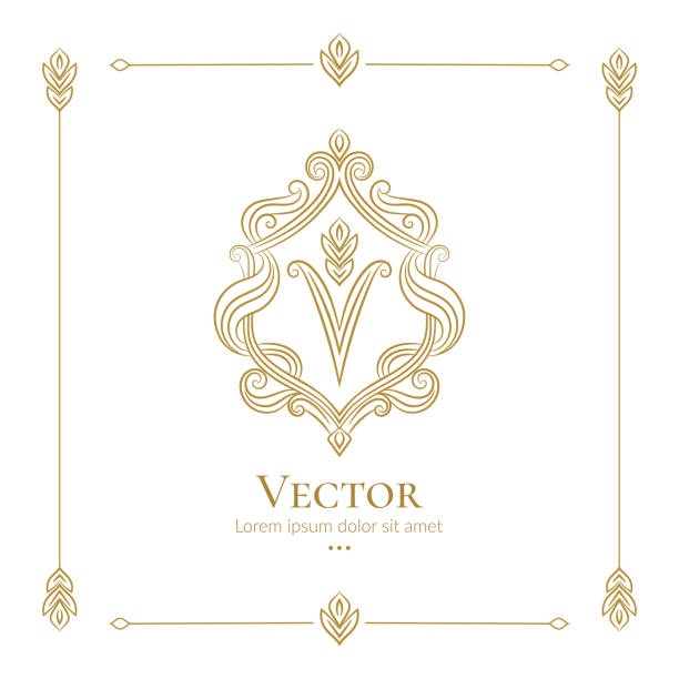 ilustraciones, imágenes clip art, dibujos animados e iconos de stock de emblema de escudo dorado. letra v. vector elegante y clásico. puede ser utilizado para la industria de la joyería, la belleza y la moda. ideal para logo, monograma, invitación, volante, menú, fondo, o cualquier idea deseada. - islam