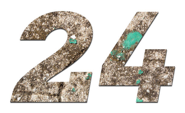 istock Number 24 with old wall on white background,Stone Number 1140960068