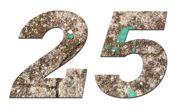 istock Number 25 with old wall on white background,Stone Number 1140960114