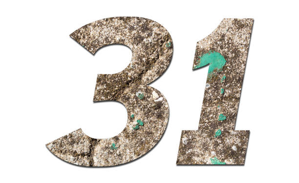 istock Number 31 with old wall on white background,Stone Number 1140960207