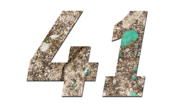 istock Number 41 with old wall on white background,Stone Number 1140960904