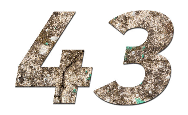 istock Number 43 with old wall on white background,Stone Number 1140961024