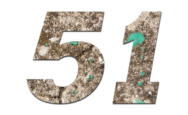 istock Number 51 with old wall on white background,Stone Number 1140961157