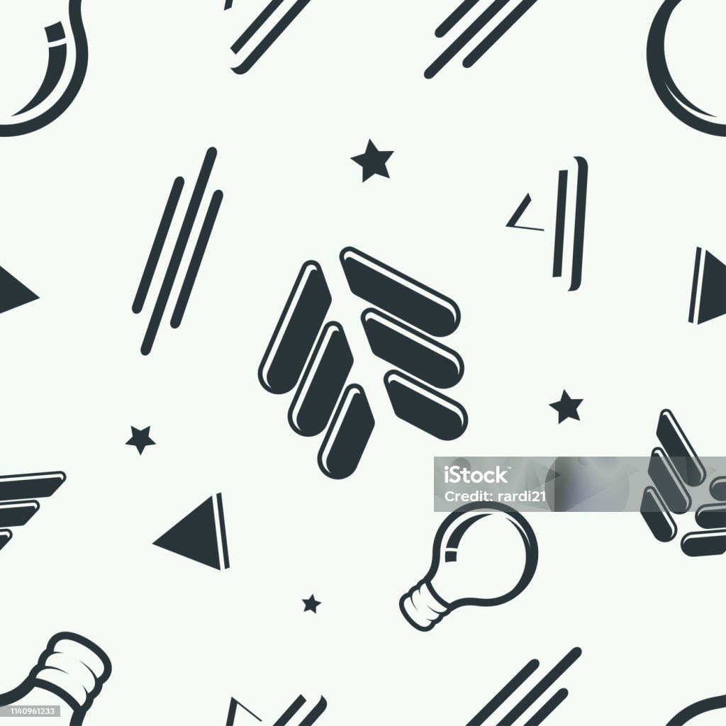 Black And White Random Object Pattern Seamless Stock Illustration ...