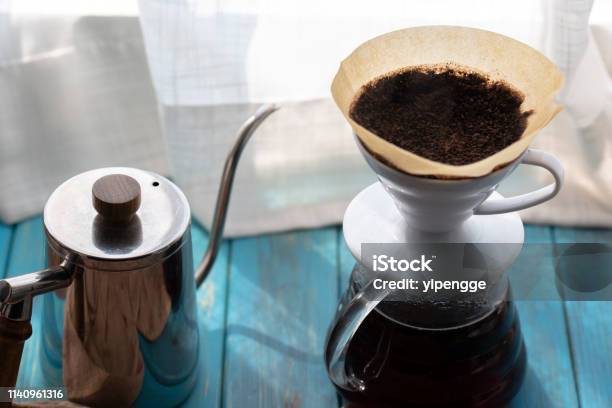 Making Black Coffee With Filter Paper Stock Photo - Download Image Now - Coffee Filter, Coffee - Drink, Filtration