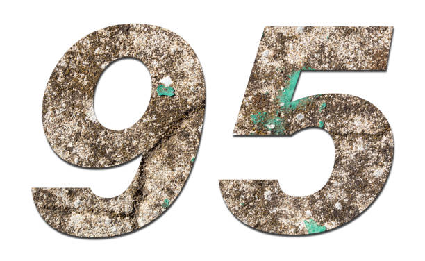 istock Number 95 with old wall on white background,Stone Number 1140962517