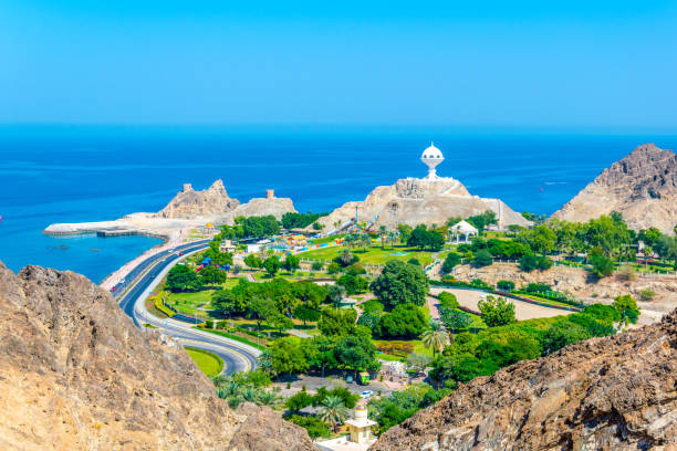 park al riyam w maskacie - oman greater masqat road aerial view zdjęcia i obrazy z banku zdjęć