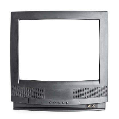 Juego de TV vintage con pantalla de recorte aislada en blanco photo