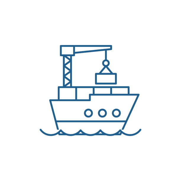 ilustrações de stock, clip art, desenhos animados e ícones de maritime logistics line icon concept. maritime logistics flat  vector symbol, sign, outline illustration. - vinhos do porto