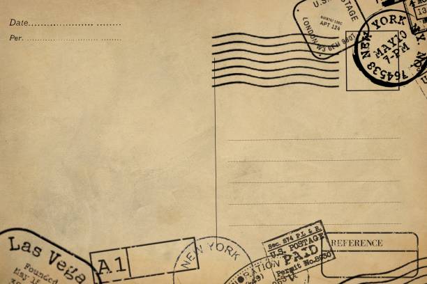 istock Backside of blank postcard with dirty stain 1140978142