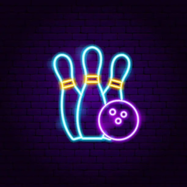 Vector illustration of Bowling Neon Label