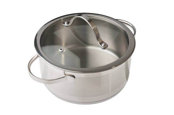 istock Stainless saucepan with cover isolated on white background 1140980565