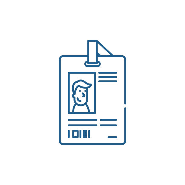 illustrations, cliparts, dessins animés et icônes de concept d’icône de ligne de passe personnelle. symbole de vecteur plat de passe personnelle, signe, illustration de contour. - id card