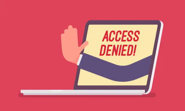 Vector illustration of Access denied sign on laptop screen
