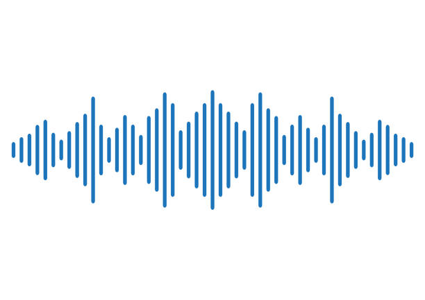 niebieskie tło fali dźwiękowej. wektor - sound wave audio stock illustrations