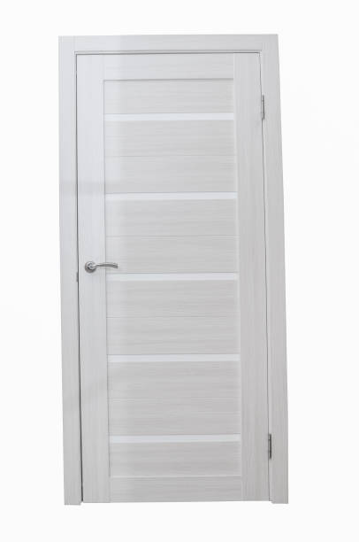 istock Closed door isolated on white background 1140989120