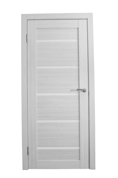 istock Closed white door isolated on white background 1140989260