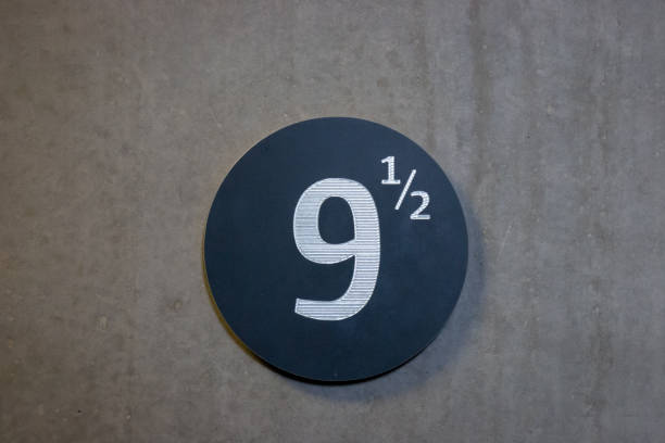Number 9 ½ (9,5) on a gray concrete wall