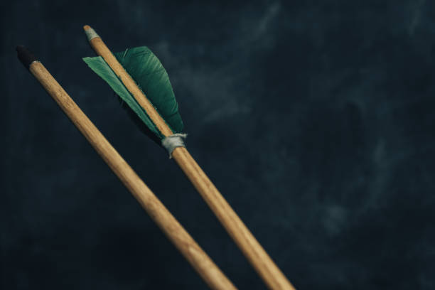 istock Wood arrow. Beautiful  background. Medieval weapons are handmade. 1140994727